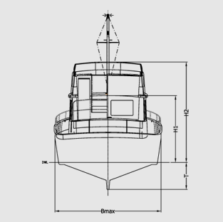 Aft view of Grand Banks 47 Heritage CL
